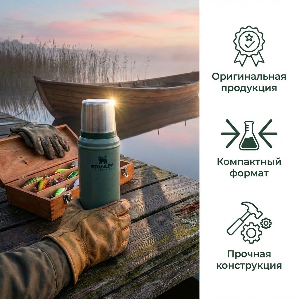 Термос STANLEY CLASSIC 10-01612-040 тёмно-зелёный 0,75L с доставкой по России | BreadyФото 1