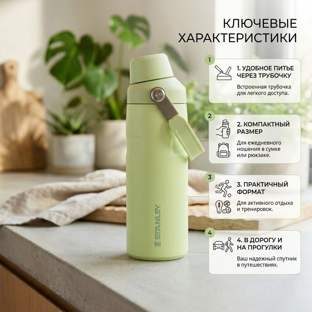 Термобутылка STANLEY GO Iceflow™ 0,47L (10-12579-002) цитрон с доставкой по России | BreadyФото 1