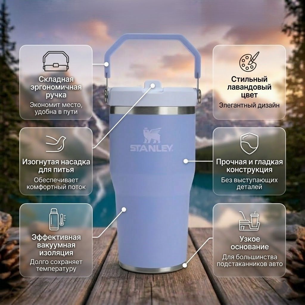 Термокружка Stanley The Iceflow 2.0 Hydrangea, 10-13318-007, 591 мл с доставкой по России | BreadyФото 1