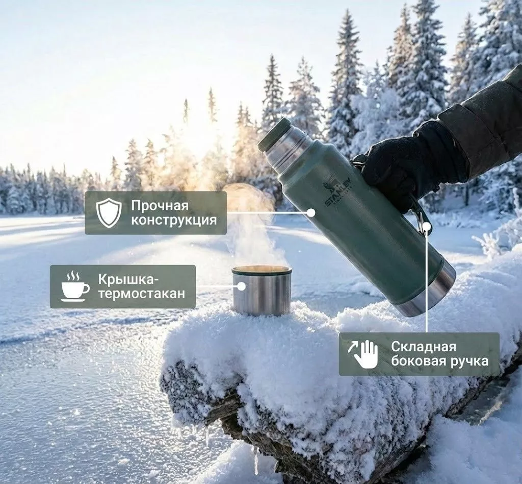 Термос STANLEY CLASSIC 10-11971-001 темно-зеленый 1L с доставкой по России | BreadyФото 1