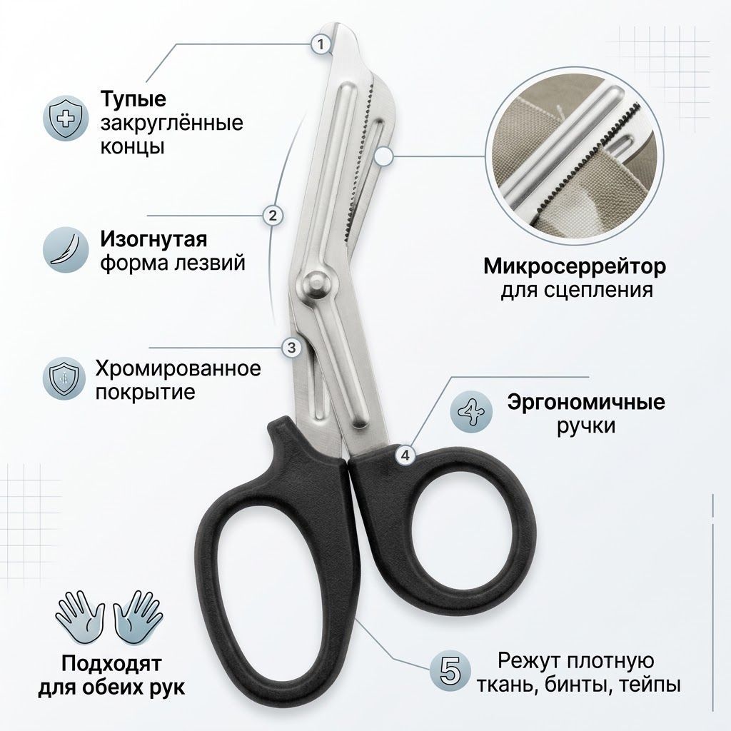 Ножницы тактические 19 см, без карабина (лезвия хром) с доставкой по России | BreadyФото 1