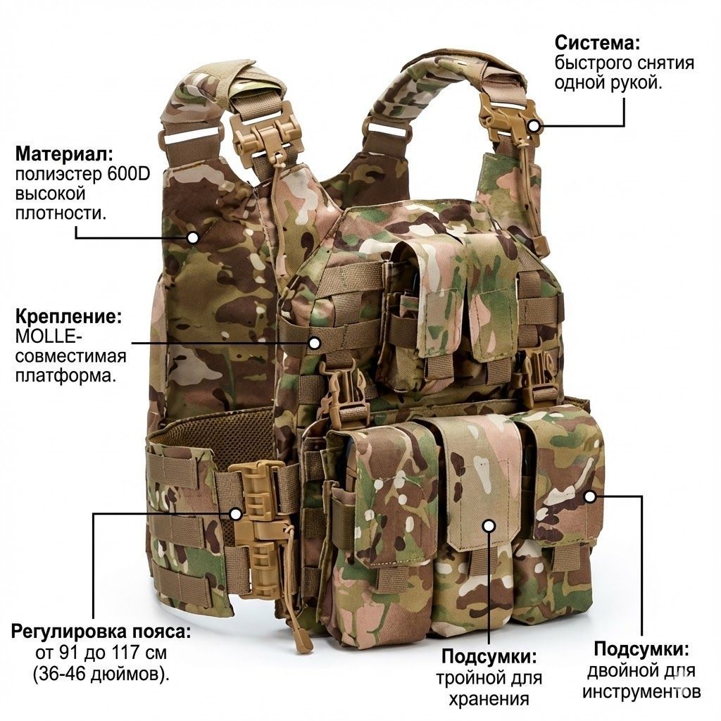 Тактический жилет Rhino Rescue (мультикам) с доставкой по России | BreadyФото 1