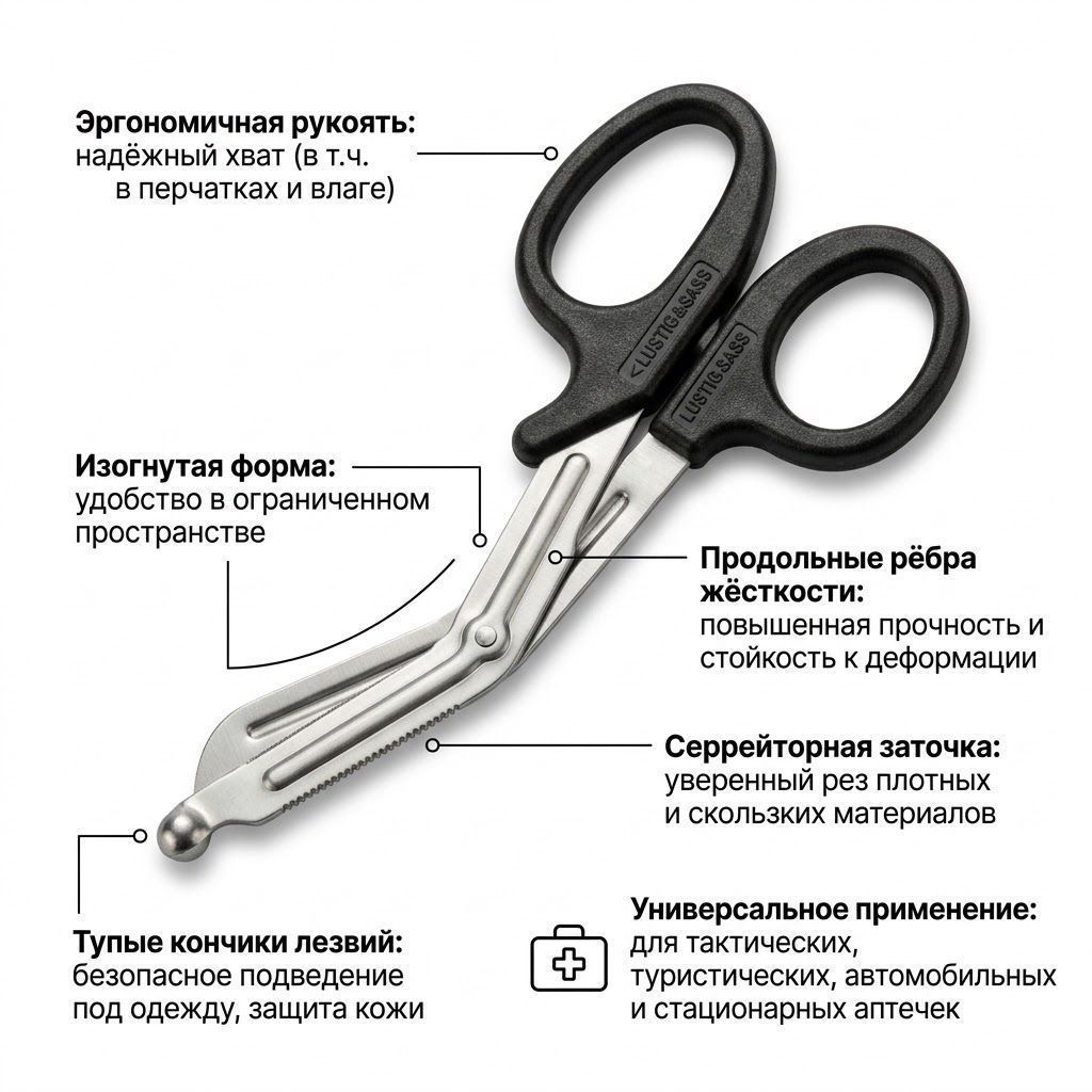 Ножницы тактические медицинские тупоконечные для полевой медицины с доставкой по России | BreadyФото 1