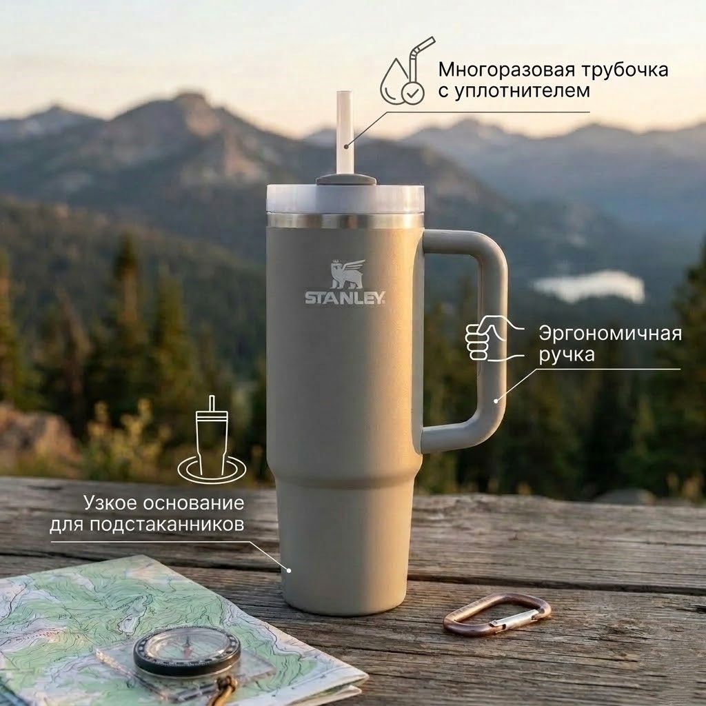 Термокружка STANLEY THE QUENCHER H2.0 FLOWSTATE TUMBLER (пепельный ASH), 887 ml, 10-11912-079 с доставкой по России | BreadyФото 1
