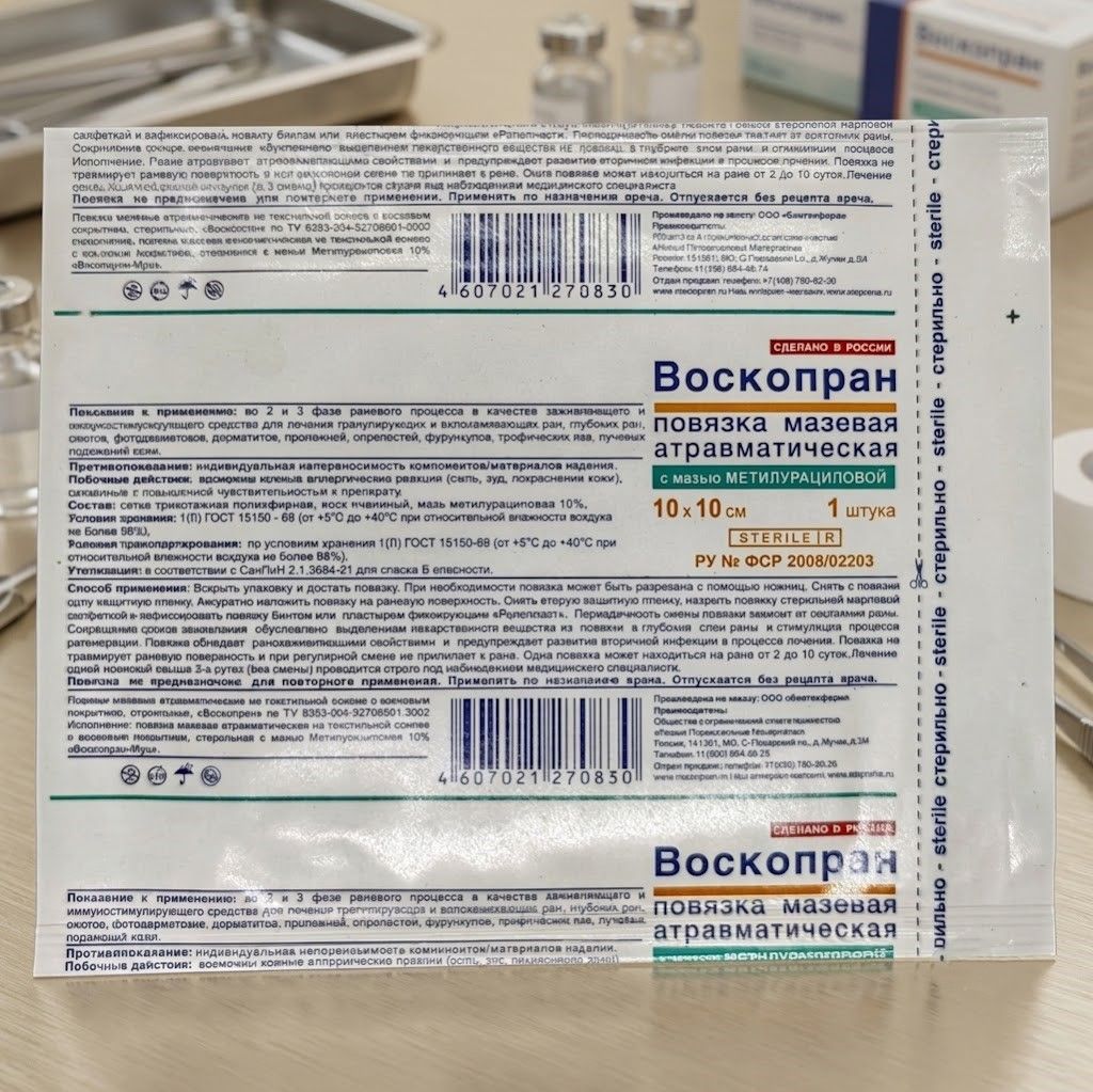 ВОСКОПРАН повязка с метилурациловой мазью 10х10 см №1 с доставкой по России | BreadyФото 2
