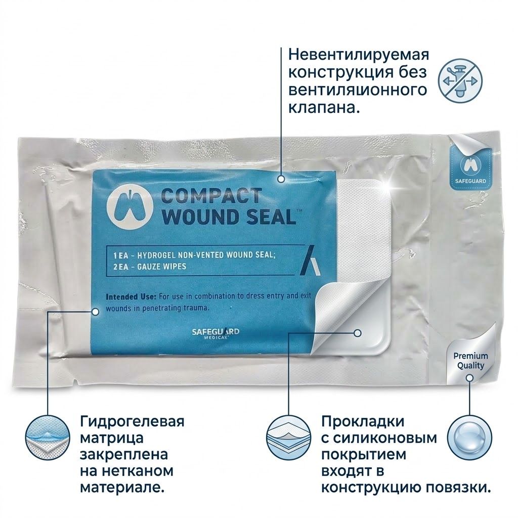 Окклюзионный гидрогелевый невентилируемый пластырь  Compact Wound Seal с доставкой по России | BreadyФото 1