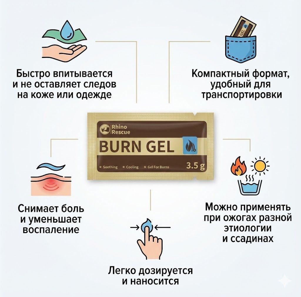 Гель противоожоговый RHINO Rescue Burn Gel 3,5 гр. с доставкой по России | BreadyФото 1