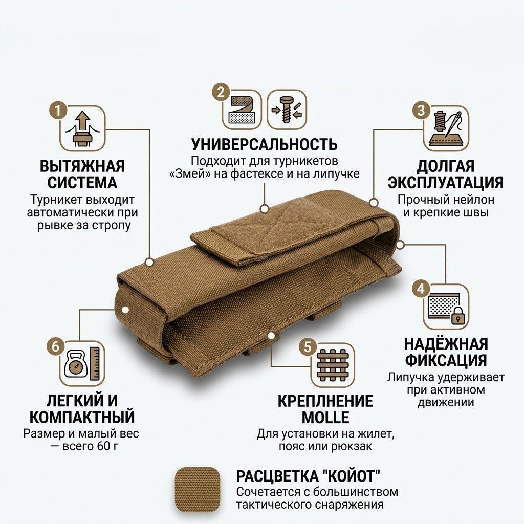 Подсумок/чехол для турникета Змей (койот) с доставкой по России | BreadyФото 1