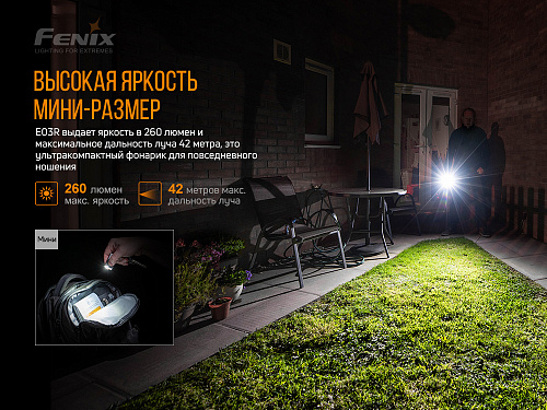 Фонарь Fenix E03R, серый с доставкой по России и в Казахстан | BreadyФото 5
