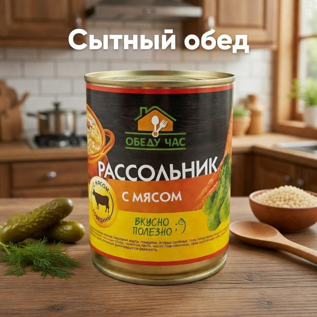 Рассольник с мясом, ж/б 9, 360 г (Обеду час) с доставкой по России | BreadyФото 4