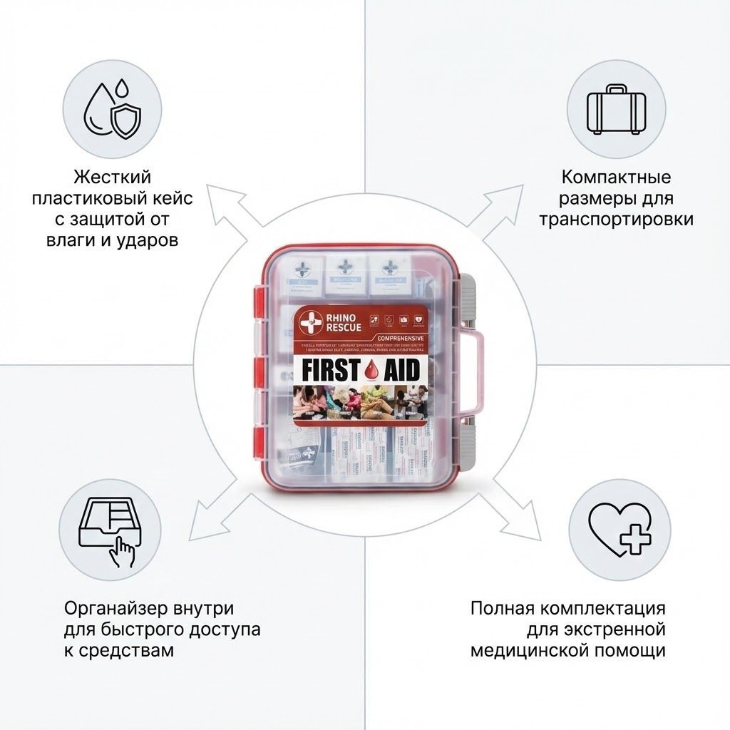 Набор первой медицинской помощи Rhino Rescue First Aid Kit CPIK0063 пластиковый кейс с доставкой по России | BreadyФото 1