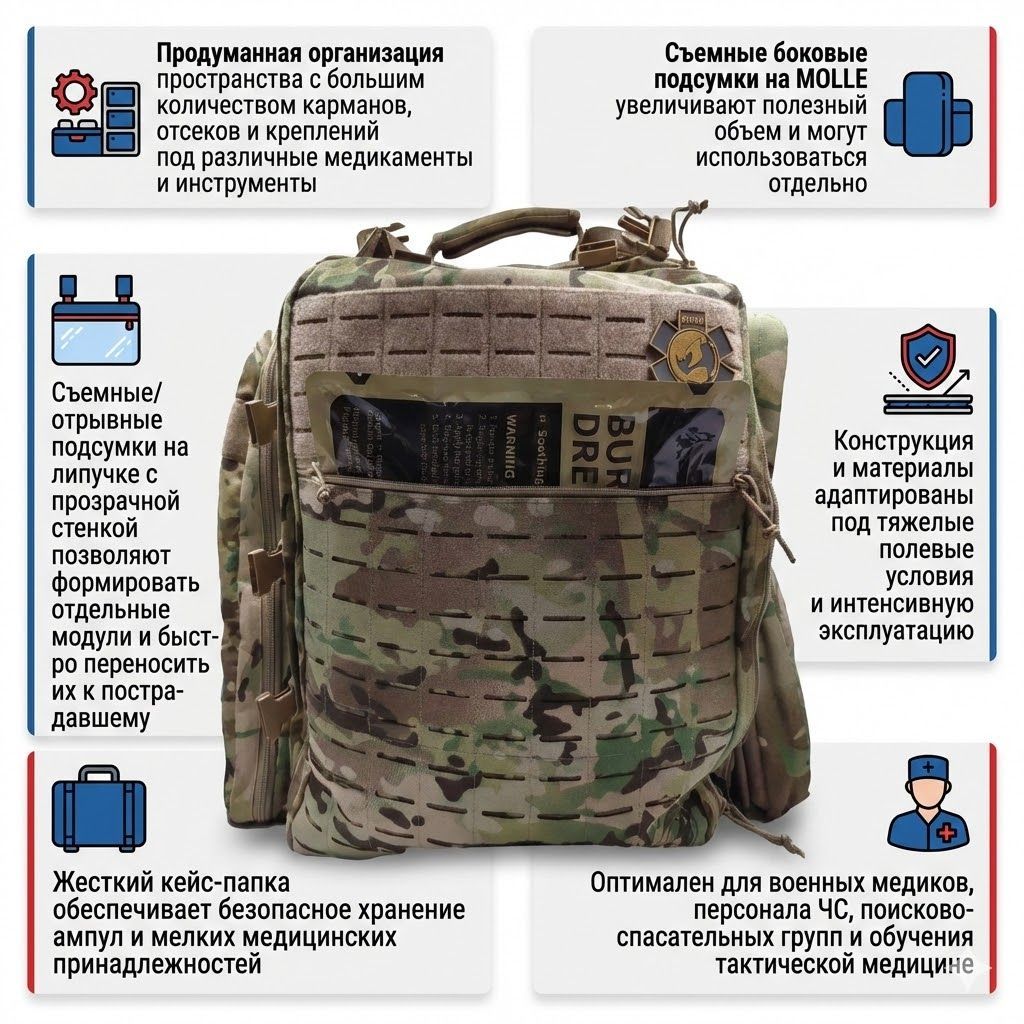 Аптечка рюкзак тактический с облегченном наполнением R40 Rhino Rescue 40 литров (мультикам) с доставкой по России | BreadyФото 1