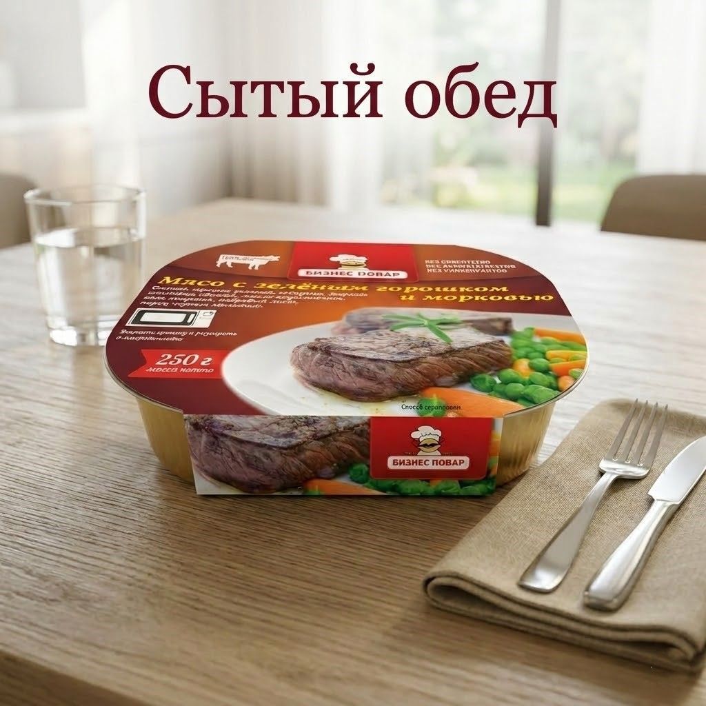 Мясо с зеленым горошком и морковью Л4, 250 г (Бизнес Повар) с доставкой по России | BreadyФото 7