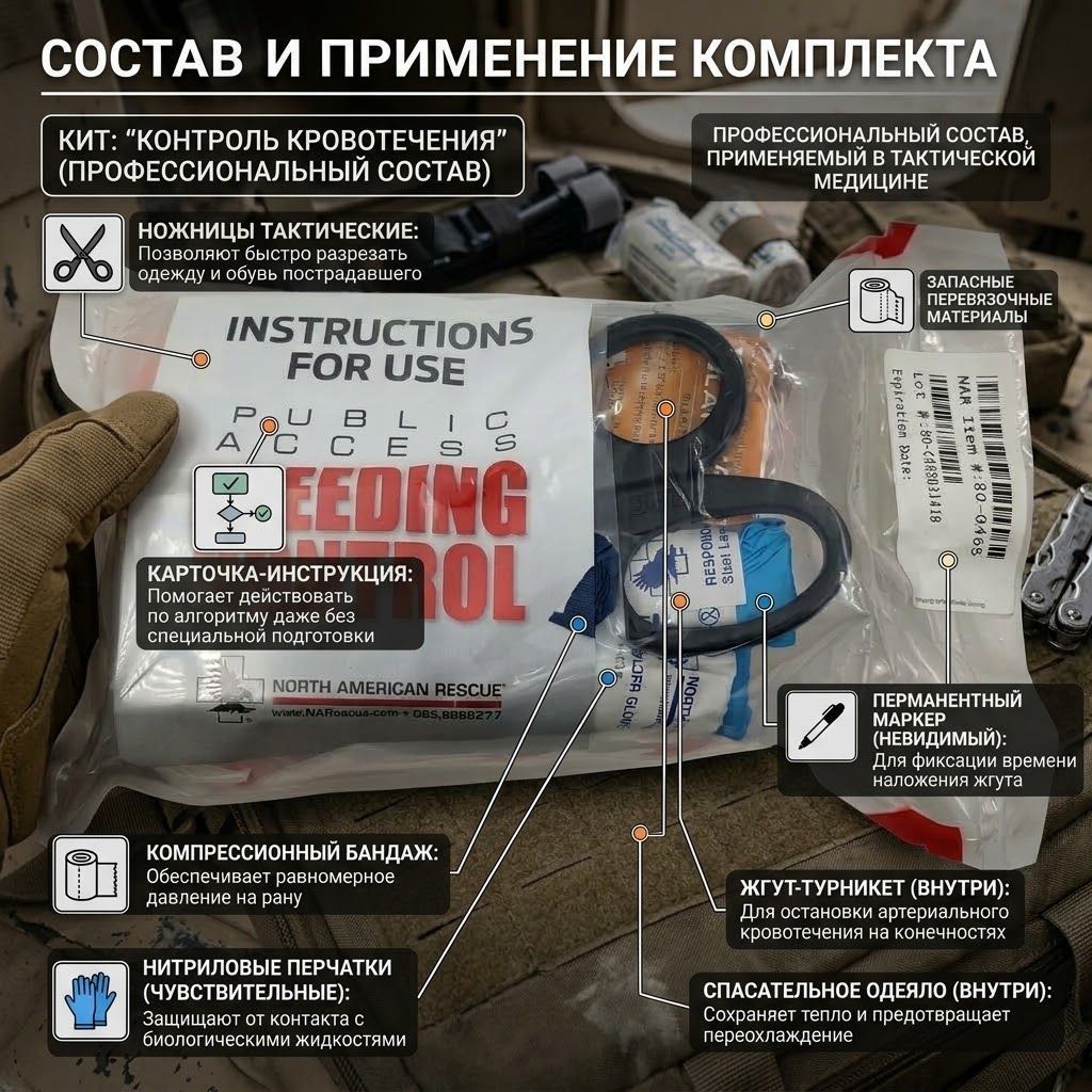 Экстренный набор для остановки кровотечения NAR Bleeding Control Kit с доставкой по России | BreadyФото 1