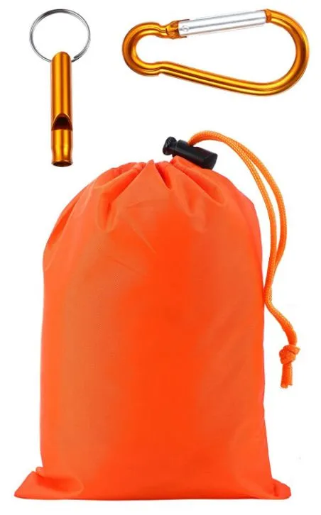 Спасательное термоодеяло-мешок изотермическое с карабином и свистком 90*210 мм (оранжевое) с доставкой по России и в Казахстан | BreadyФото 0