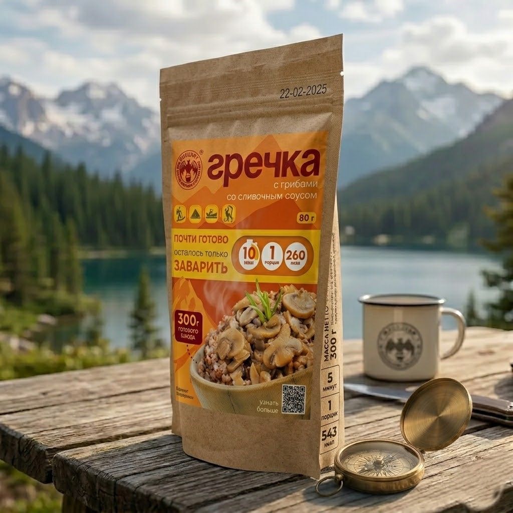 Гречка с грибами в соусе со сливочным вкусом СПЕЦПИТ Крафт 80 гр. с доставкой по России | BreadyФото 3