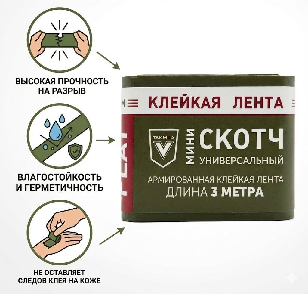 Клейкая лента мини скотч универсальный армированный Такмед с доставкой по России и в Казахстан | BreadyФото 1