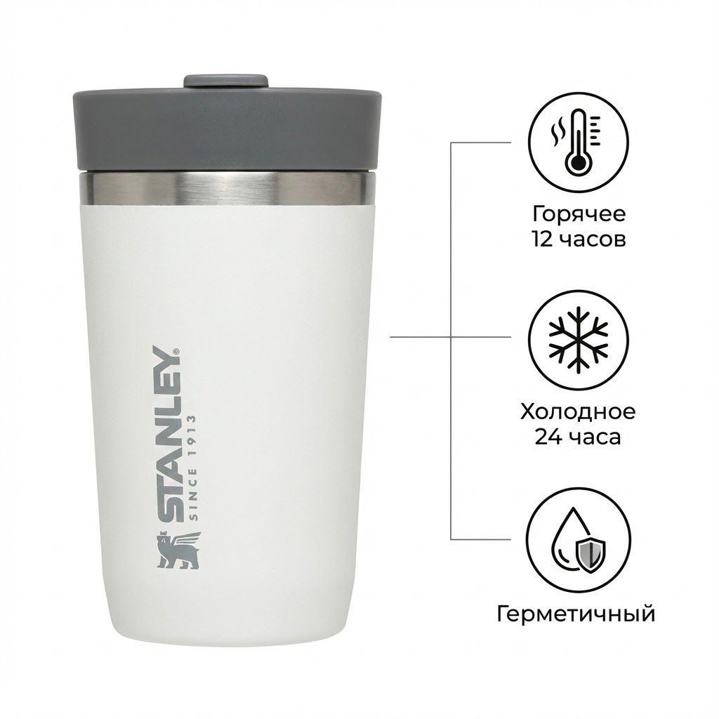 Термокружка STANLEY Go Tumbler 10-03112-048 серая 0,5L с доставкой по России | BreadyФото 1