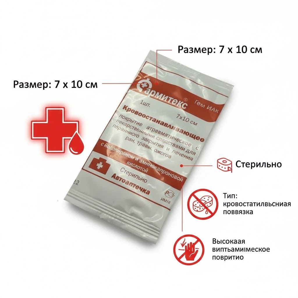Покрытие "Фармитекс" Гем ИАк 7х10см. (кровоостанавливающее) с доставкой по России | BreadyФото 1