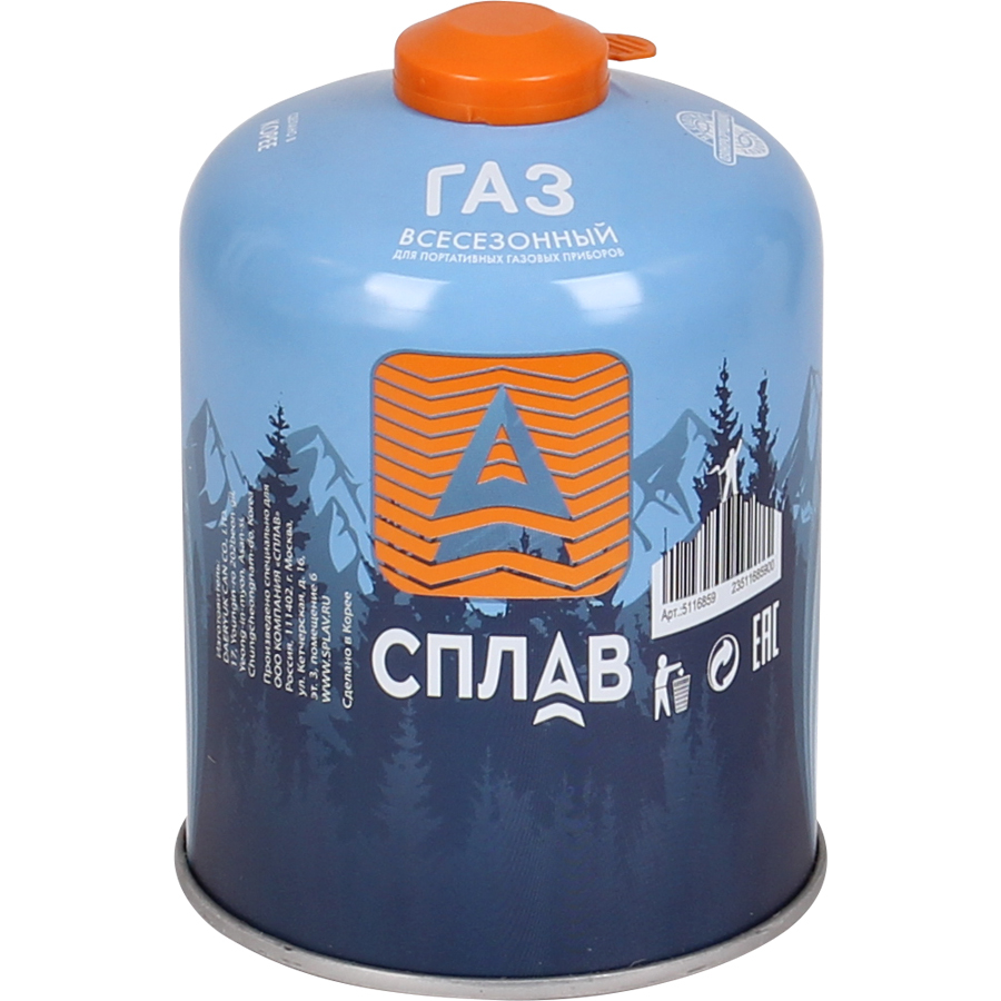 Баллон газовый Сплав резьбовой 450 г (всесезонный, Корея) с доставкой по России и в Казахстан | BreadyФото 1