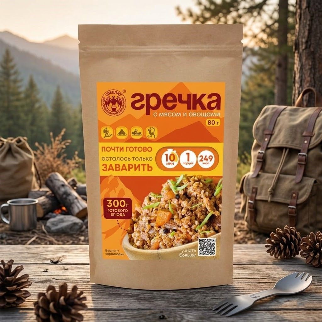 Гречка с мясом и овощами СПЕЦПИТ Крафт 80 гр. с доставкой по России | BreadyФото 4