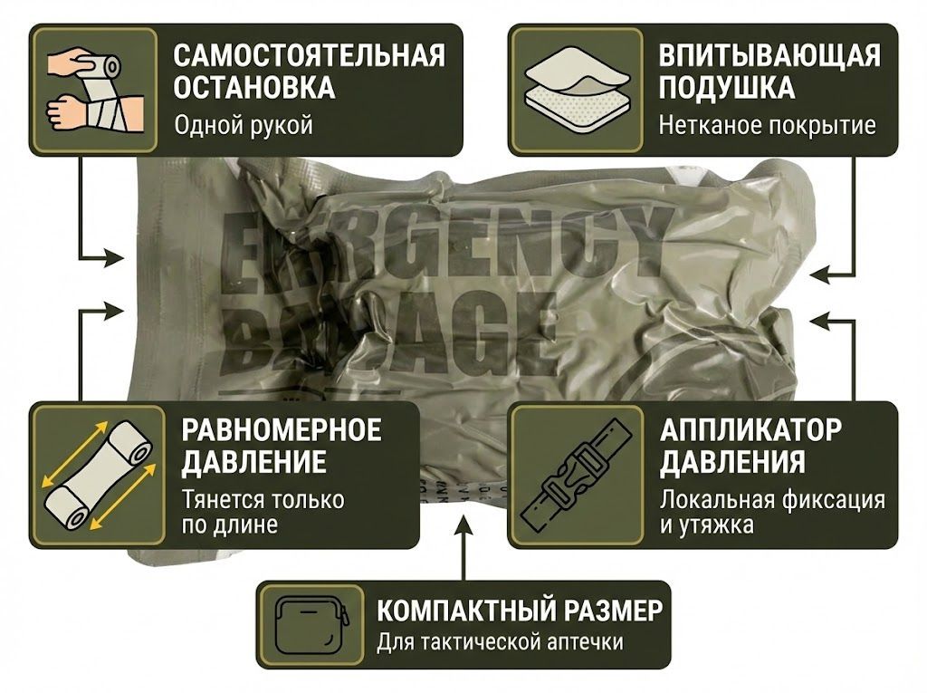 Компрессионный бандаж RHINO Rescue 4" (с аппликатором давления, 2 подушки) PZBD0052 (дисконт) с доставкой по России | BreadyФото 1