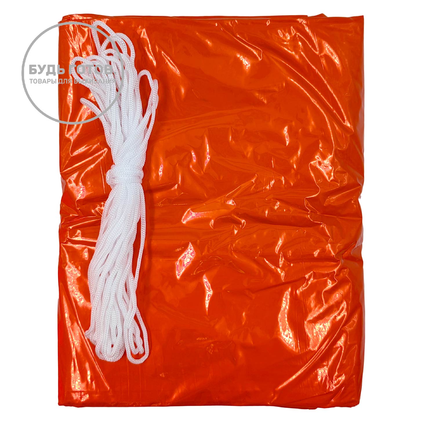 Спасательное термоодеяло-мешок изотермическое с карабином и свистком 90*210 мм (оранжевое) с доставкой по России | BreadyФото 1