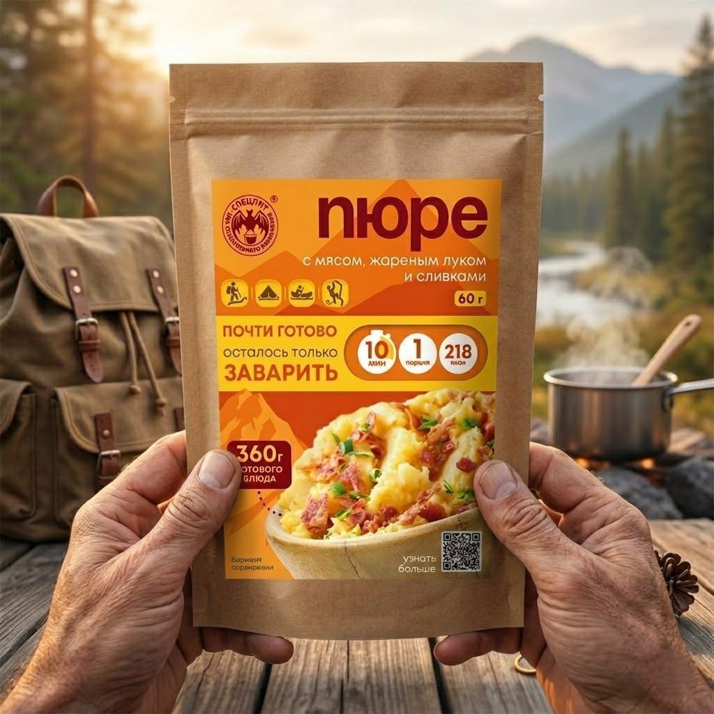 Картофельное пюре с мясом, жареным луком и сливками СПЕЦПИТ Крафт 60 гр. с доставкой по России | BreadyФото 3
