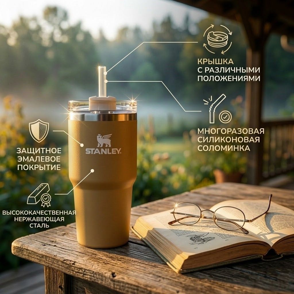 Термокружка STANLEY Adventure Quencher H2.0 FlowState Tumbler 10-11911-009 золото 591mL с доставкой по России | BreadyФото 1