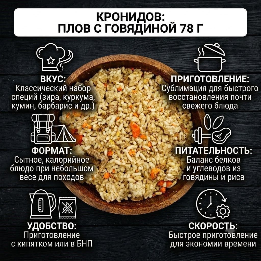 Сублимированный Плов с говядиной 78 г с доставкой по России | BreadyФото 1
