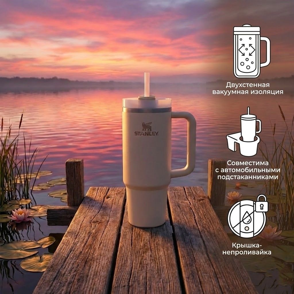 Термокружка STANLEY THE QUENCHER H2.0 FLOWSTATE TUMBLER (cream 2.0), 887 ml, 10-11912-081 с доставкой по России | BreadyФото 1