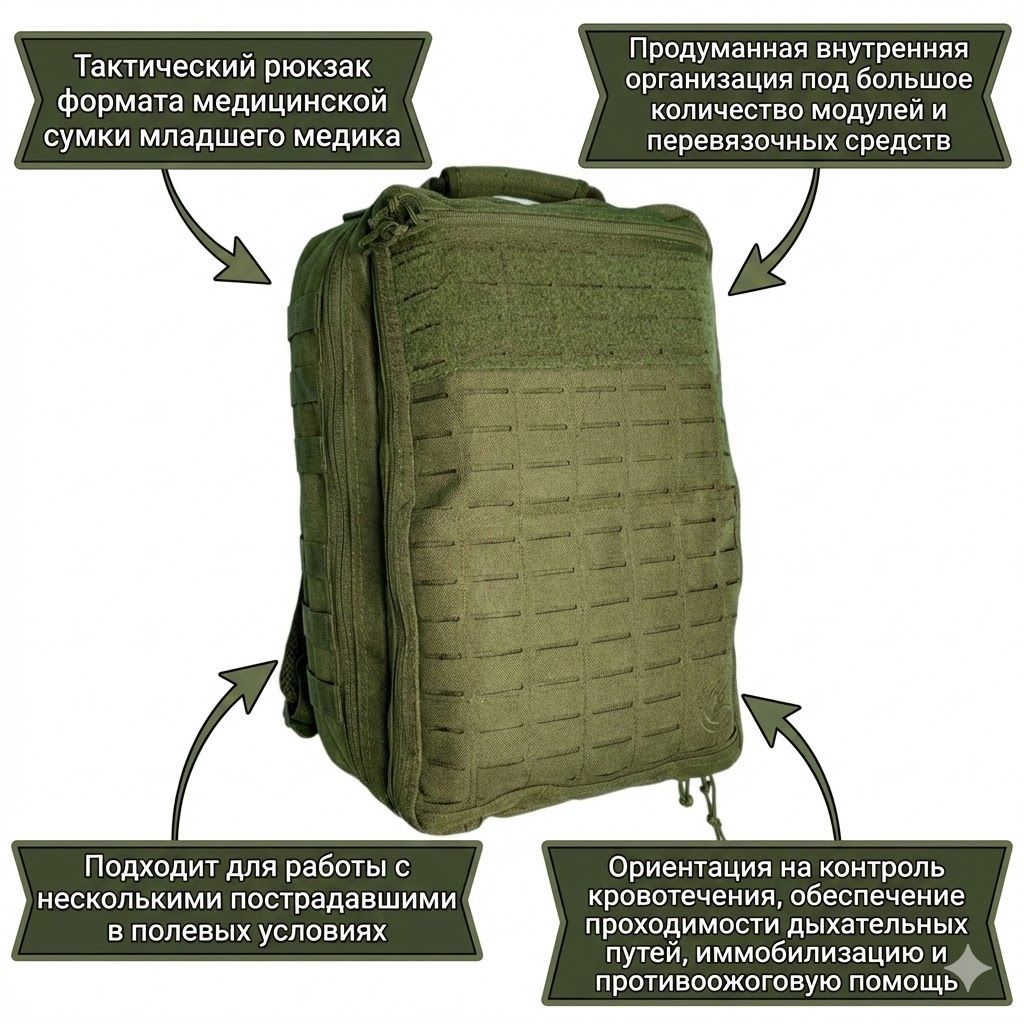 Аптечка рюкзак тактический с наполнением R9 RHINO Rescue (олива) с доставкой по России | BreadyФото 1