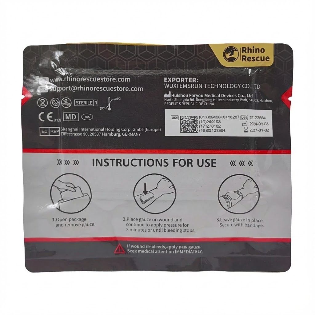 Кровоостанавливающий бинт Rhino Rescue Soluble Hemostatic Gauze PZFL0011 с доставкой по России | BreadyФото 1