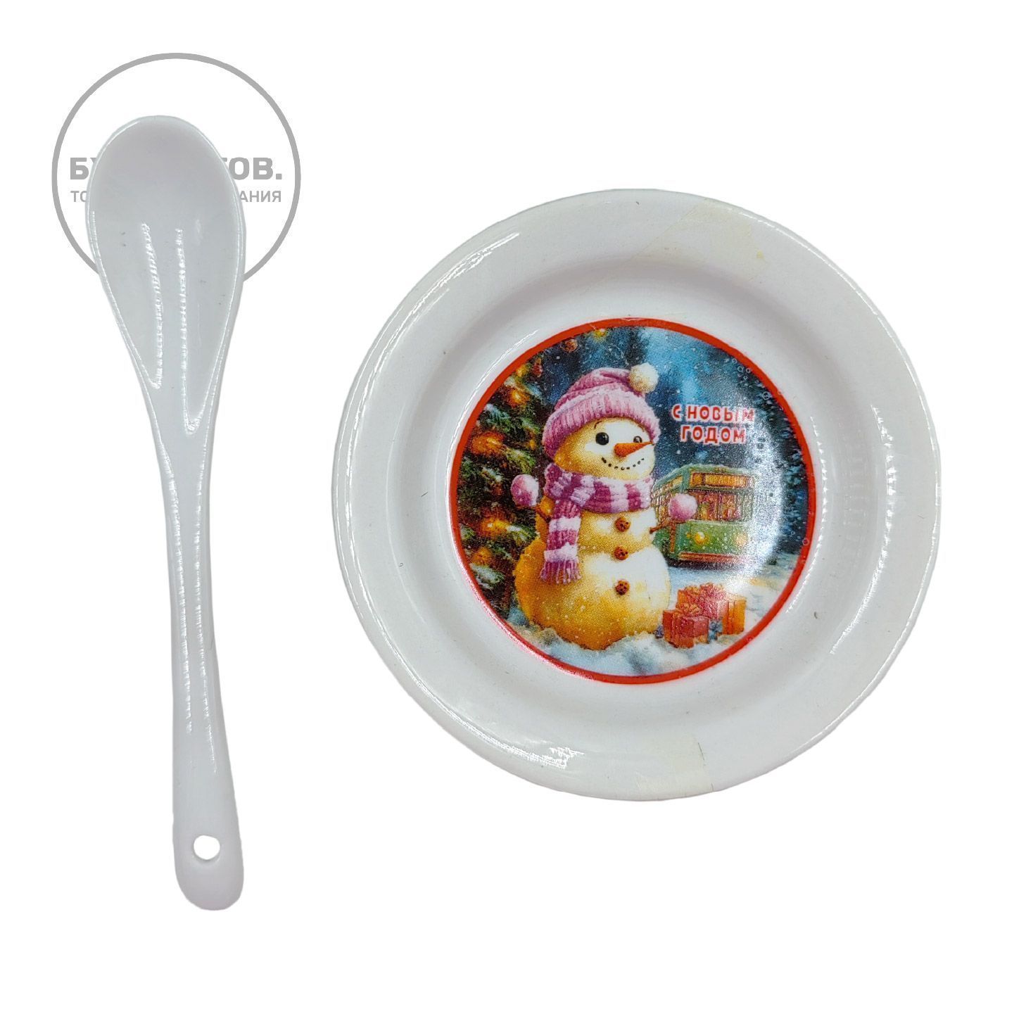 Новогодний набор зелёный (кружка, блюдце, ложка) с доставкой по России | BreadyФото 4