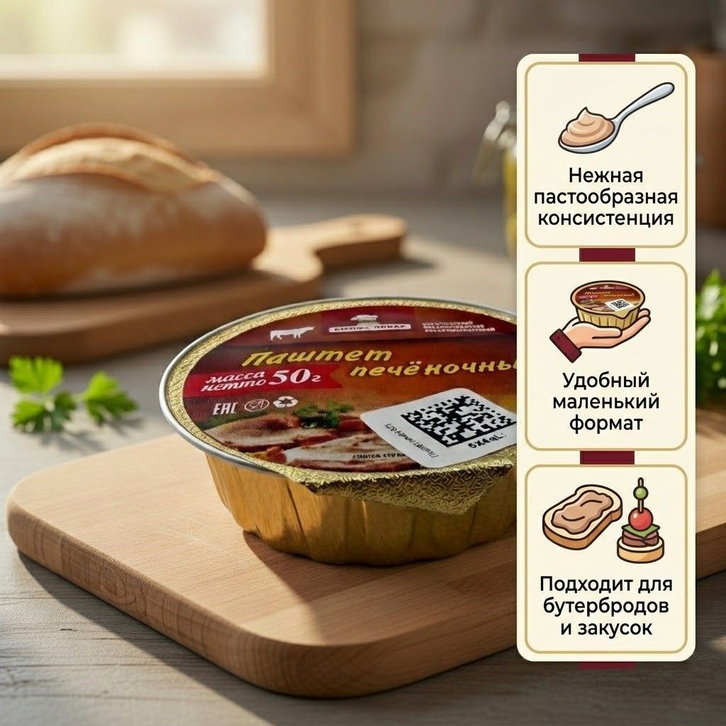 Паштет печеночный V-50, 50 г (Бизнес Повар) с доставкой по России | BreadyФото 2