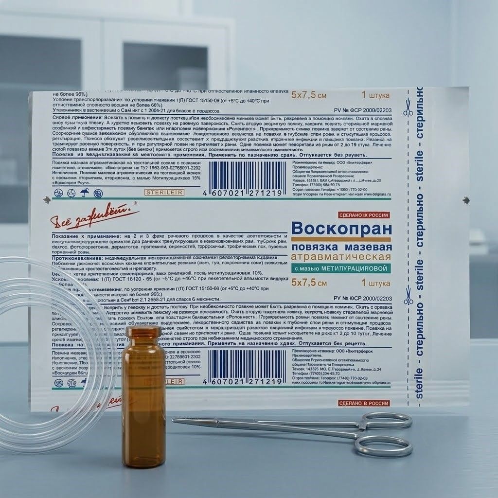 ВОСКОПРАН повязка с метилурациловой мазью 5х7,5 см (1 шт.) с доставкой по России | BreadyФото 2