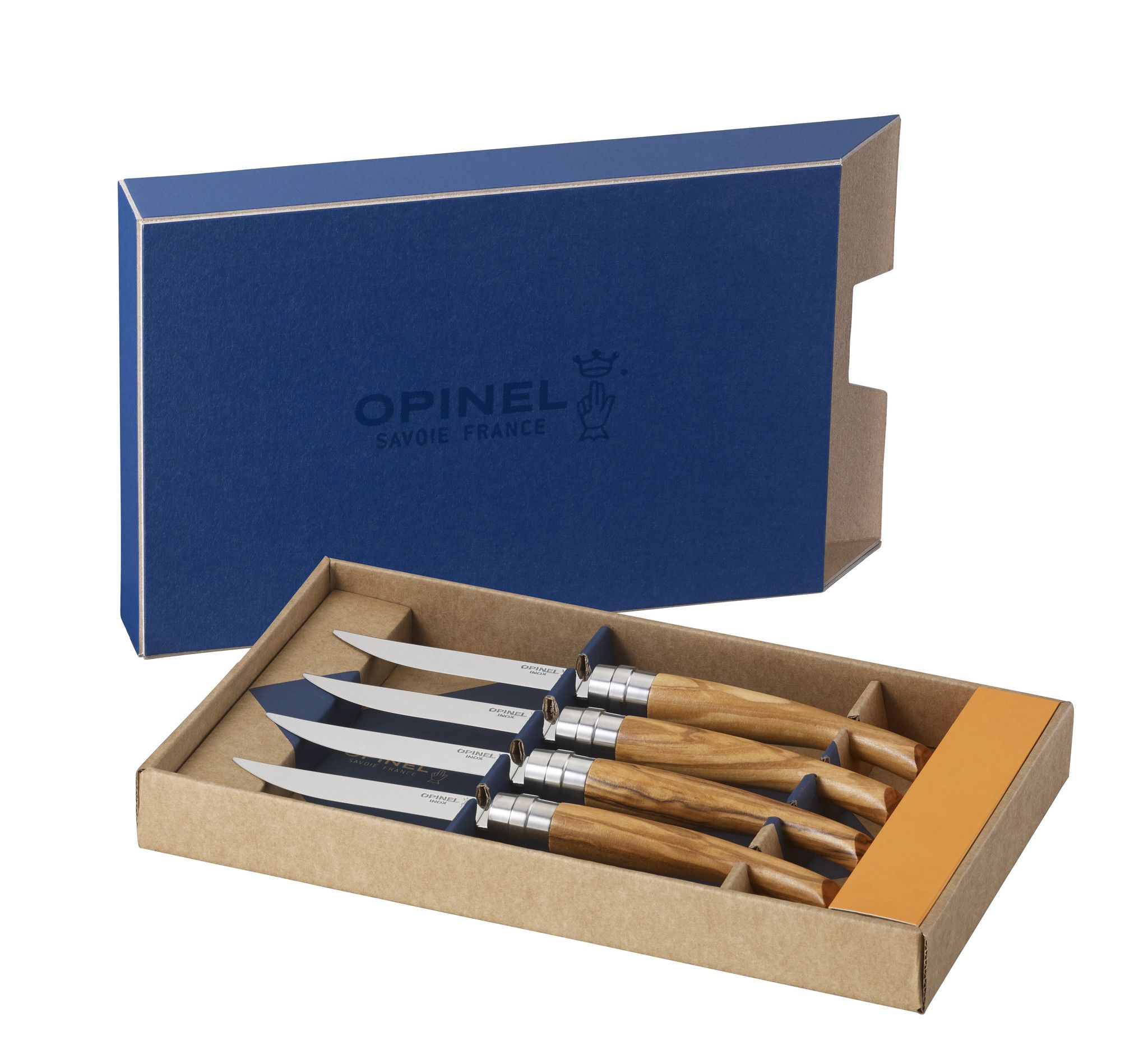 Набор столовых ножей Opinel VRI Olive Wood из 4-х штук с доставкой по России и в Казахстан | Bready