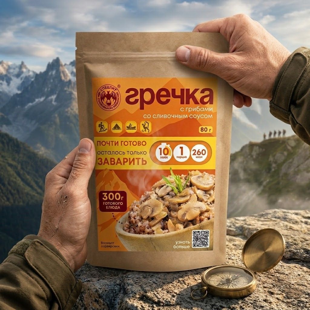Гречка с грибами в соусе со сливочным вкусом СПЕЦПИТ Крафт 80 гр. с доставкой по России | BreadyФото 5