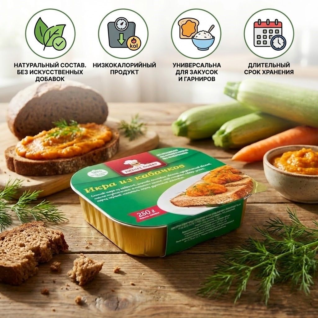 Икра из кабачков Л4, 250 г. (Бизнес Повар) с доставкой по России | BreadyФото 1