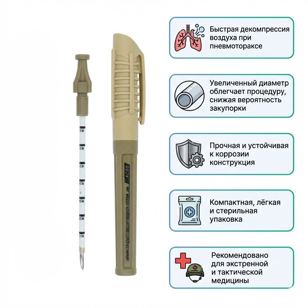 Rhino Rescue декомпрессионная игла для пневмоторакса 10ga PZQX0016 с доставкой по России | BreadyФото 1