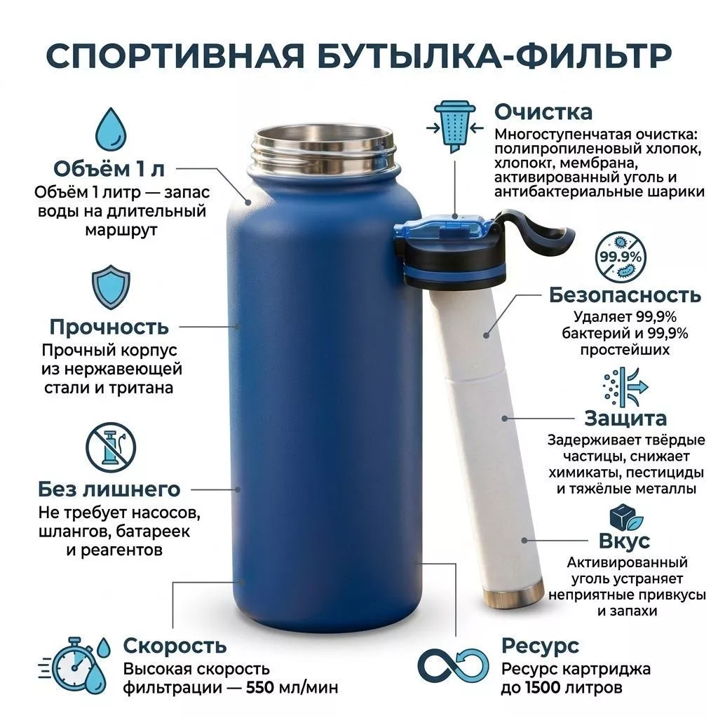 Бутылка фильтр Drinkway K8639 с доставкой по России | BreadyФото 1