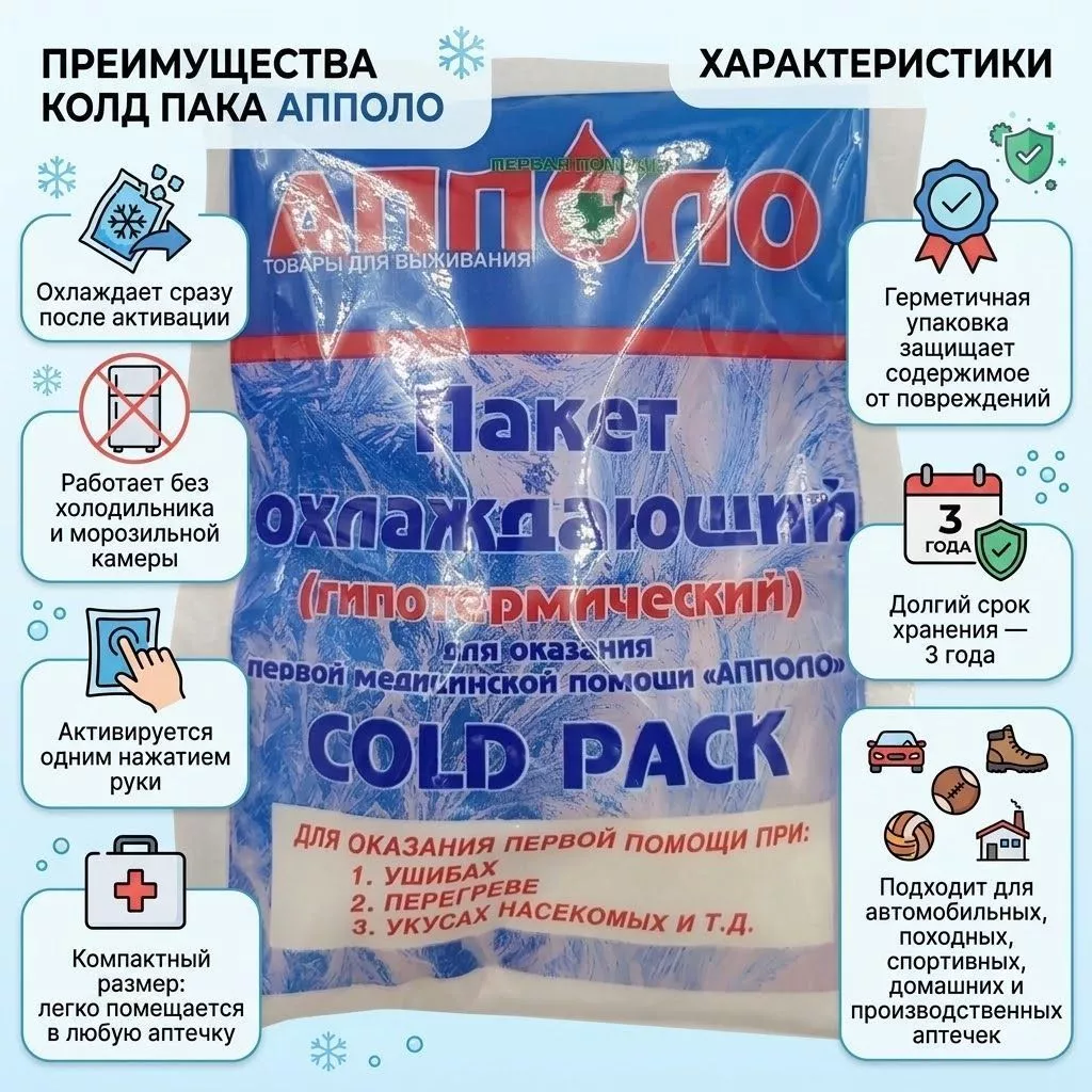 Пакет гипотермический охлаждающий АППОЛО с доставкой по России | BreadyФото 2
