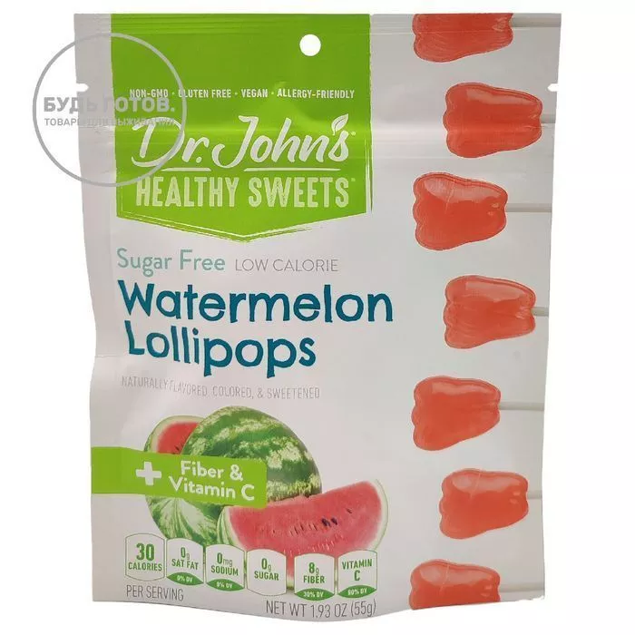 Леденцы Dr.Johns Watermelon Lollipops (арбуз) с доставкой по России | BreadyФото 0