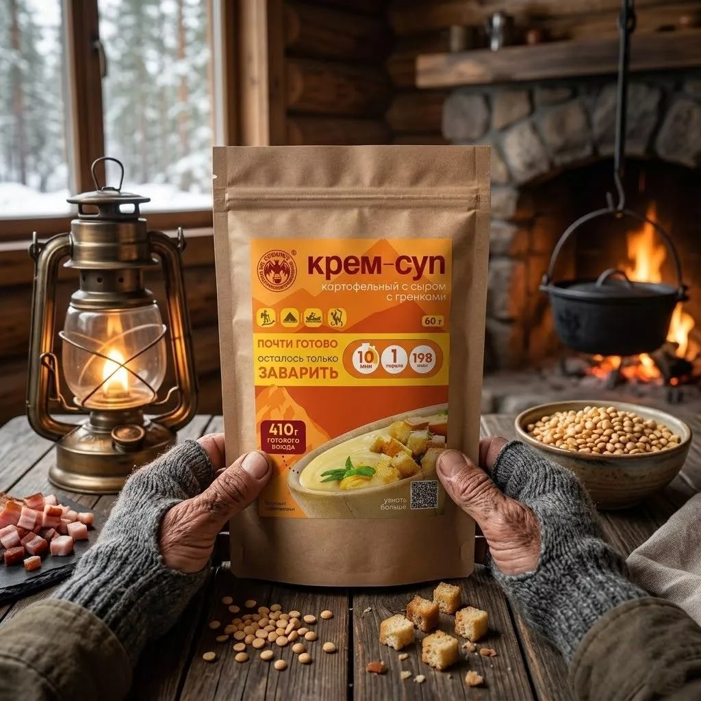 Крем-суп картофельный с сыром, гренками и мясом СПЕЦПИТ Крафт 60 гр. с доставкой по России | BreadyФото 5