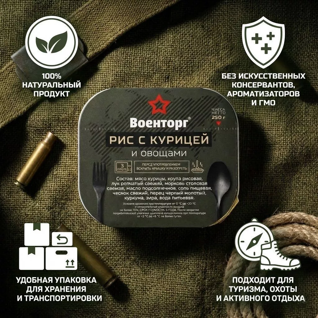 Рис с курицей и овощами Л4, 250 г (Военторг) с доставкой по России | BreadyФото 1