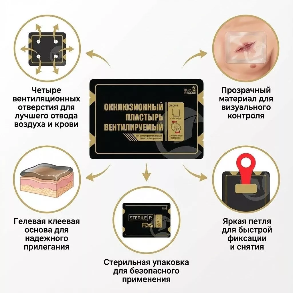 Окклюзионный пластырь вентилируемый RHINO Rescue CR-CS01 с доставкой по России | BreadyФото 1
