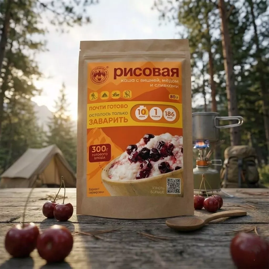 Рисовая каша с вишней, медом и сливками СПЕЦПИТ Крафт 80 гр. с доставкой по России | BreadyФото 2