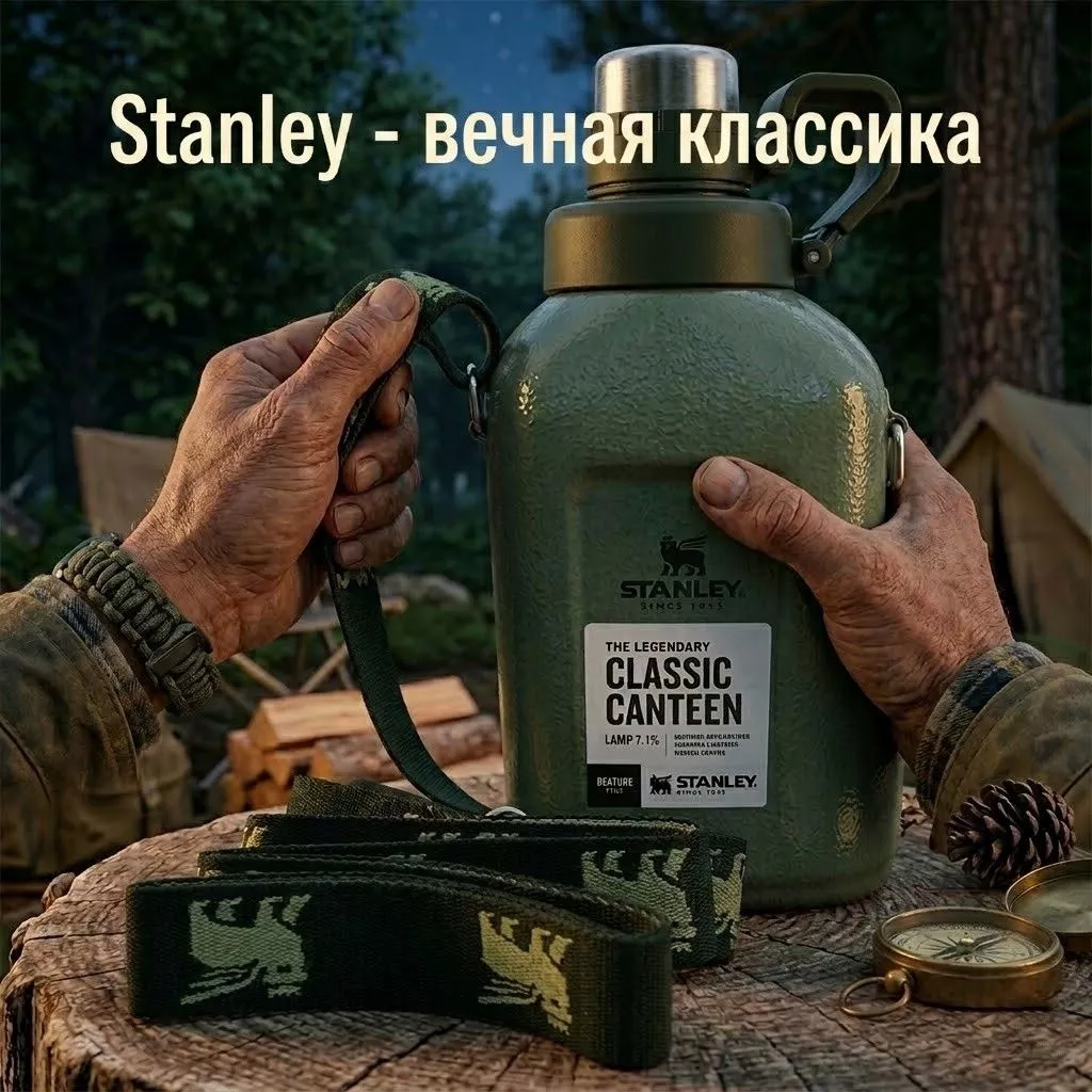 Фляга STANLEY Legendary Classic Canteen 10-11448-006 темно-зеленая 1L с доставкой по России | BreadyФото 4
