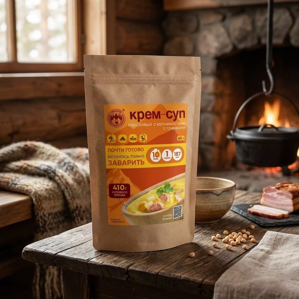 Крем-суп гороховый с копченостями гренками и мясом СПЕЦПИТ Крафт 60 гр. с доставкой по России | BreadyФото 3