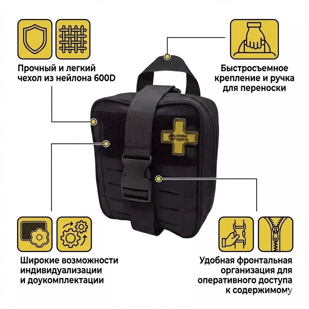 Тактическая аптечка RHINO RESCUE CMS IFAK HWMY0004 (Черная) с доставкой по России | BreadyФото 1